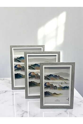 CİHO 3 Size (10×15/13×18/15×20 cm) Glass Wooden Decorative Contrast White Photo/Memory Frame