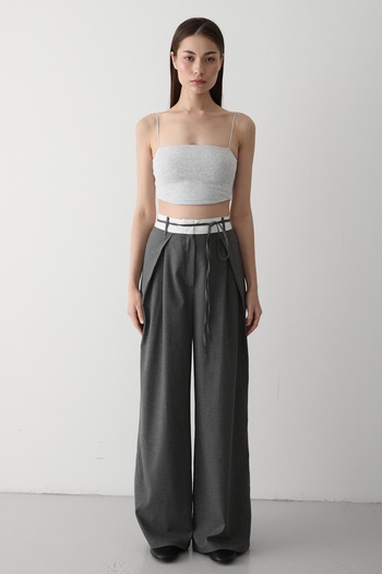 Laluvia Anthracite Rope Belt Detailed Design Trousers - 3576