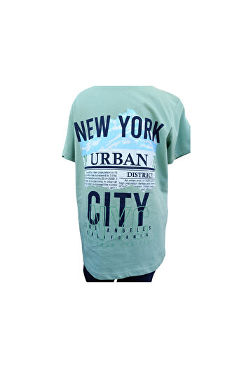 Çikoby Boy's Double Suit Printed Green T-Shirt Navy Blue Shorts 8 -14 Years