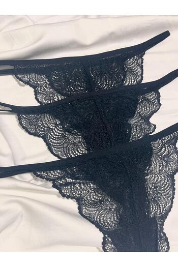 mendoza store Black Color Back Drawstring Panties 3 Pcs