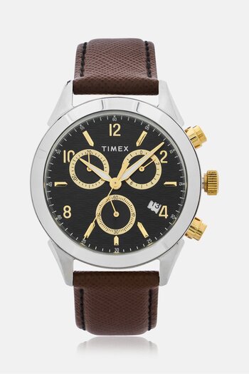 Timex Men T TW2R90800 Leather Chronograph Analog Watch 40mm, Brown