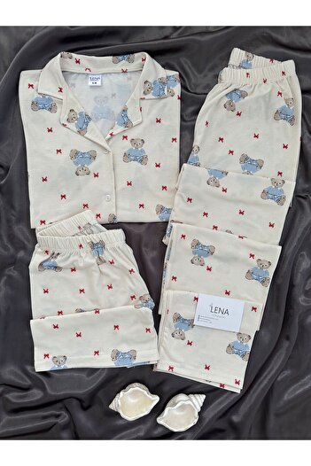 Lena Homewears Γυναικείο Σετ Πιτζάμες με κοντό μανίκι Sweet Bear 3 τεμαχίων