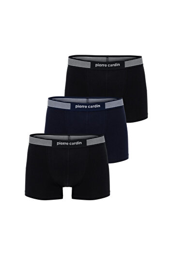 Pierre Cardin Men's Licensed Basic Regular Fit Flexible Modal 3-Piece Boxer Set - Black, Navy Blue