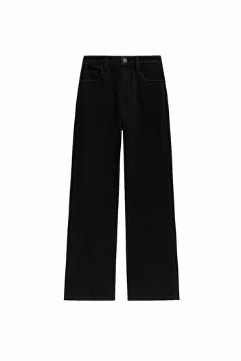 Perryes Women's Vintage High Waist Black Denim Pants