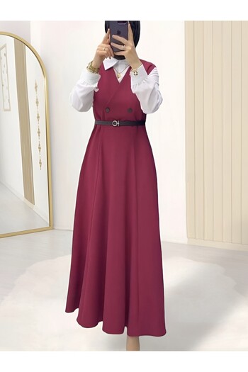 HİJABAYA Double Buttoned Belted Gilet