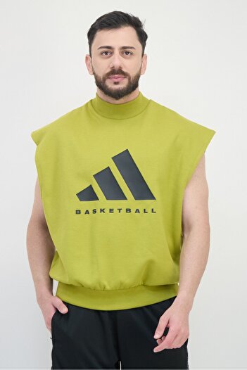 adidas Men Sportswear Fit Sleeveless Basketball Sweatshirt, Olive