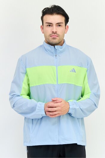 adidas Men Sportswear Fit Long Sleeve Running Jacket, Light Blue