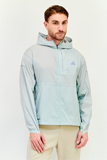 adidas Men Sportswear Fit Long Sleeves Running Jacket, Mint Green