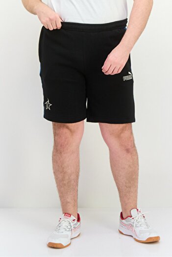 Puma Men Regular Fit Embroidered Logo Walking Shorts, Black