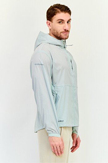 adidas Men Sportswear Fit Long Sleeves Running Jacket, Mint Green