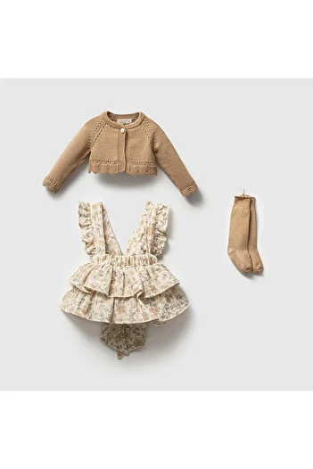 Nipperland Cardigan Floral Baby Girl Dress Set