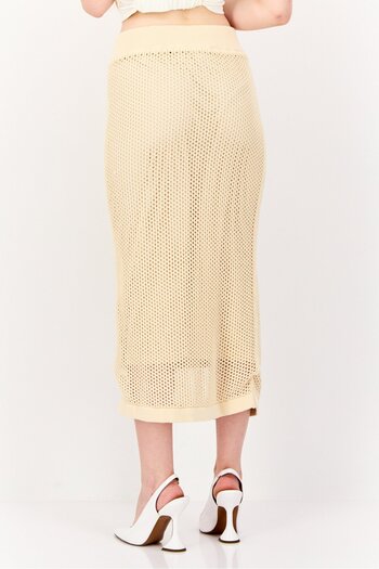 Esprit Women Knitted Midi Skirts, Beige