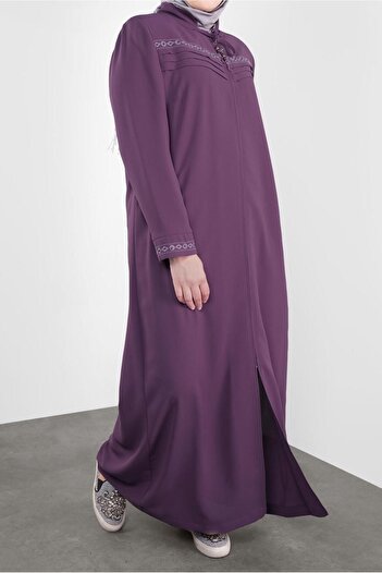 Alvina 10221 Model Embroidered and Zippered Top Coat