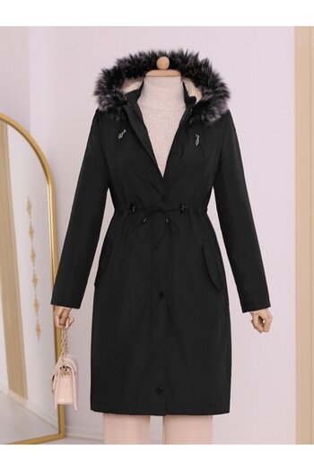 HİJABAYA Released Hooded Tunnel Lace Short Coat