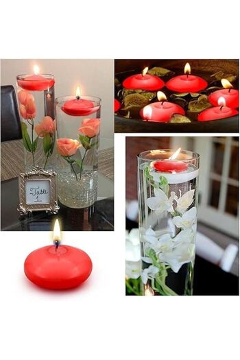 Other 9pcs Round Unscented Floating Candles For Dinner Table And Decorative Candles ( Red Color)