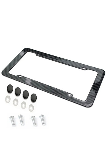 Choice 1set NEW Universal 30*15CM 1/2pcs License Plate Frame Carbon pattern Plastic License Plate Frame Bra