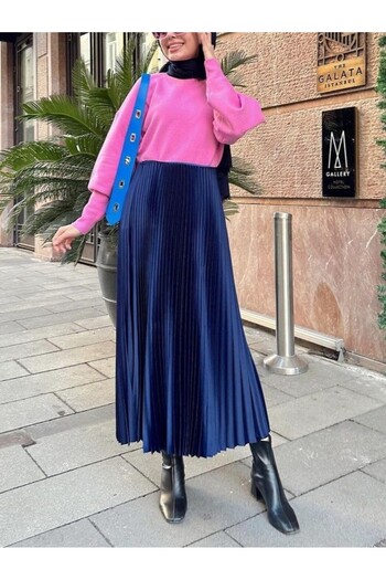 HİJABAYA Pleated Waist Elastic Skirt