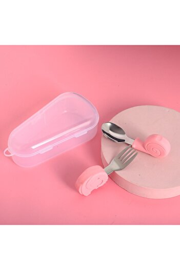 Teo Baby Cutlery Set, Spoon and Fork, Stainless Steel/Silicone, 1- 3 Years, Animal Pattern, Multi