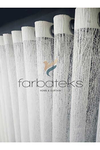 farbateks White Glass Rustic Tulle Curtain Eyelet Curtain Rustic Tulle Curtain