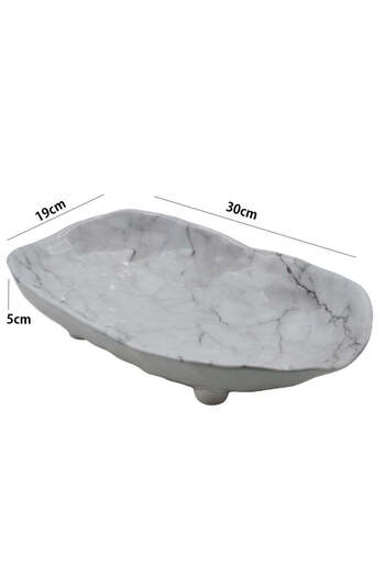 Generic Deep oval plastic plate with marble design