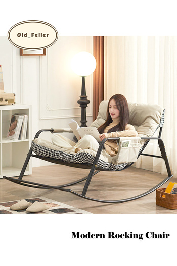 Old_Feller Double Rocker Recliner Chair with/Storage & Cushion - Indoor/Outdoor Lounge Chair for Patio/Garden