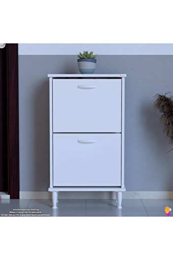 Modilayn UMAY Kapı Önü 52 x 90 x 25,5 cm’lik 2 Düşer Kapak 4 Göz Bölmeli Ayakkabılık