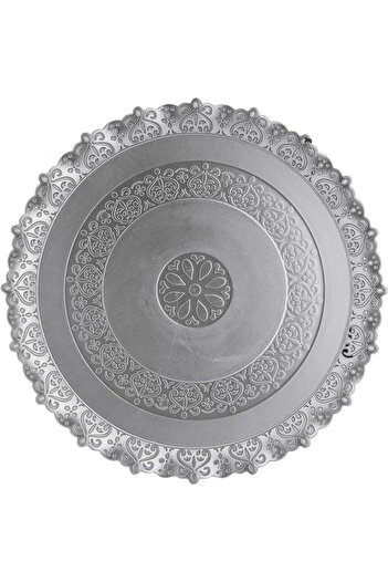 ALSAIF Al Saif Round Serving Tray, Ideal For Various Foods, Enhances Kitchen Decoration, Silver Color