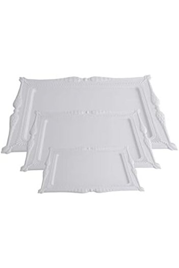 ALSAIF 3-pieces Serving Tray Set, Modern And Elegant Design That Adds Touch To Any Space, Ivory