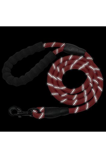 zola Dog training leash, 150x1 cm, foam handle, reflective material, red