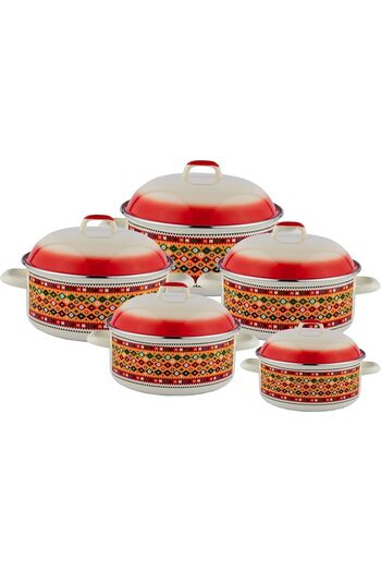 ALSAIF Cooking Pot Set - 10 Pieces - Sizes: 16/18/20/22/24 Cm With Cover