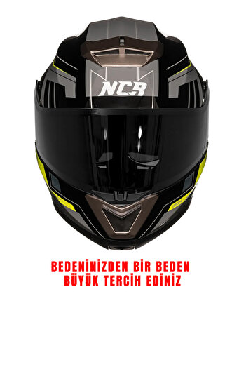 NCR Stars Çene Açılır Sarı Kask Siyah Vizörlü