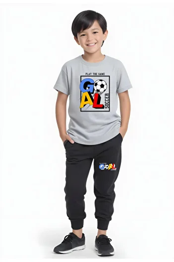 FYK KİDS Boy's Seasonal Goal Printed Bottom-Top Suit