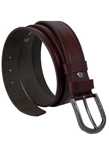 Süzer Deri Мъжки колан от естествена кожа с кафяв шев, 3,5 см - 309-28