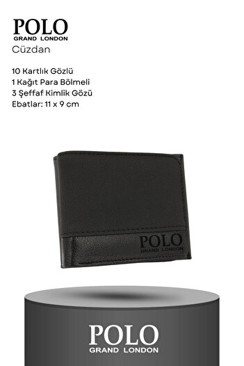 POLOGRAND London Orijinal Erkek 5'li Hediye Kutulu Luxury Serisi Deri Kemer Cüzdan Kartlık Kol Düğmesi Parfüm Seti