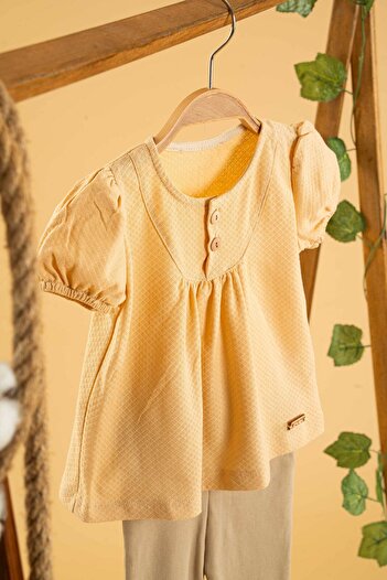 bombe Baby Kids Camel Cotton Leggings 2 Piece Set Trend Fashion Bottom Top Set