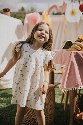 Kirazkids Φόρεμα για κορίτσια με μοτίβο βατόμουρου 100% βαμβακερό μανίκι