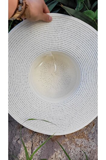 FRESCO SCARFS Large Adjustable Round Straw Hat
