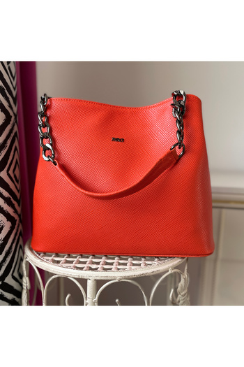 OEM Women's bag, Natural Orange Leather, Textured, Handmade