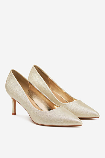 DeeZee Pantofi cu toc înalt și stiletto auriu, model 36, model cu toc jos