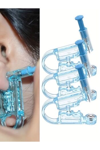 SYGGY Cercei cu aparat pentru realizarea piercing-ului, rotund, 5,5 mm