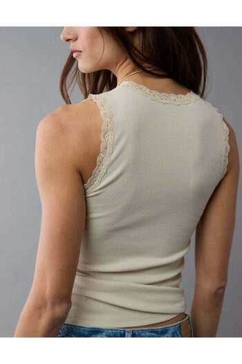 AMERICAN EAGLE AE Graphic Lace Trim Tank Top