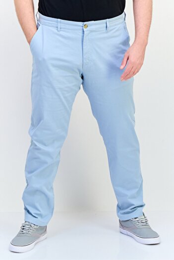 CELIO Men Skinny Fit Solid Chino Pants, Light Blue