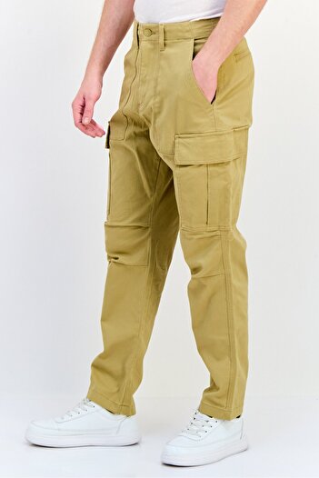 CELIO Men Regular Fit Solid Cargo Pants, Khaki