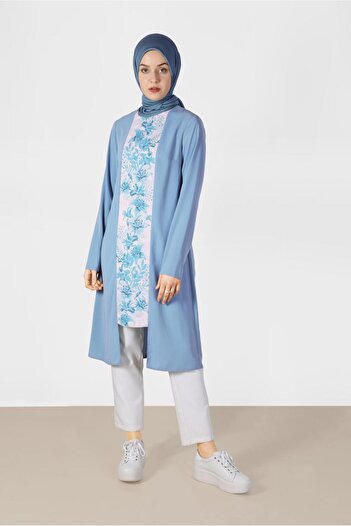 Alvina Flower Patterned Tunic with Back Zipper 40879