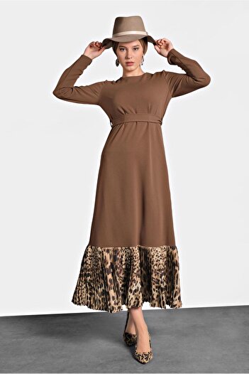 Alvina Leopard Patterned Dress with Birds 40272