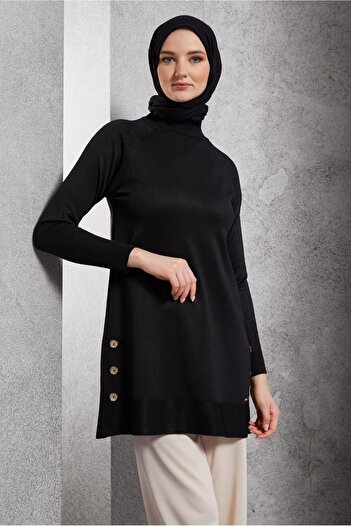 Alvina 45018 Model Button Detailed Knitwear Tunic
