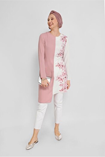 Alvina 40865 Model Belted Floral Patterned Tunic