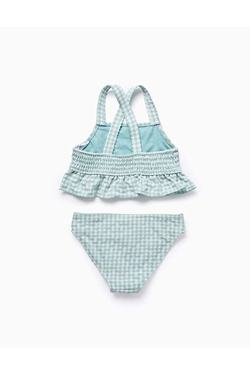 Ziddy Vichy Bikini with Ruffles for Girls 'B&S', Aqua Green