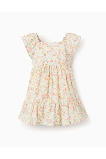 Ziddy Floral Cotton Dress for Baby Girls, Multicoloured
