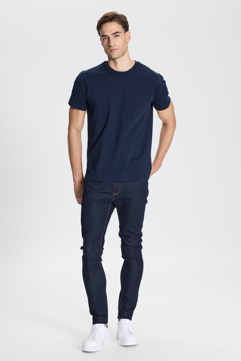 AC&Co / Altınyıldız Classics Cotton Slim Fit Slim Fit Crew Neck Navy Blue T-Shirt